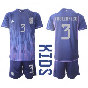 Argentina Nicolas Tagliafico #3 Udebanesæt Børn VM 2022 Kort ærmer (+ korte bukser)